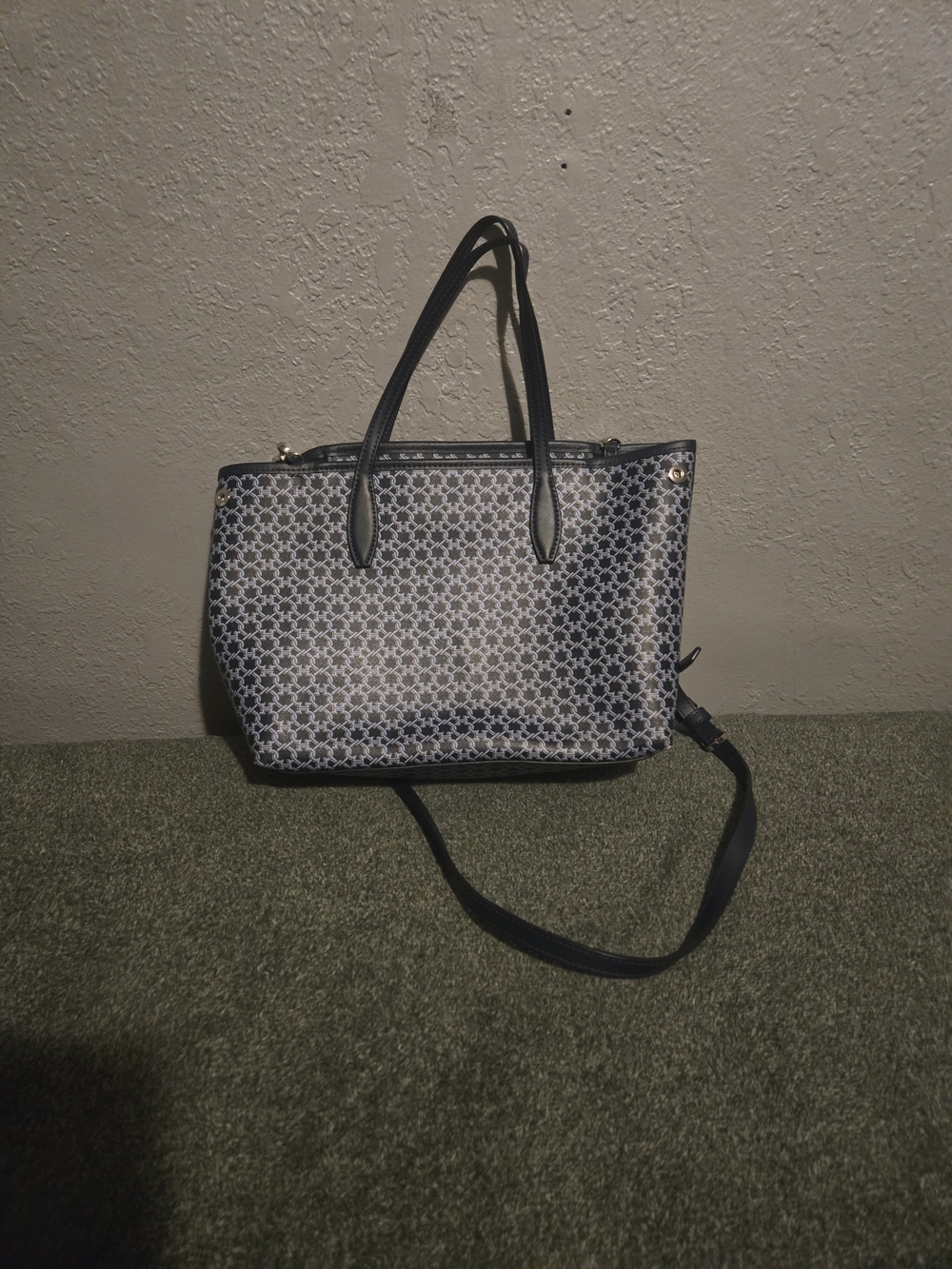 KATE SPADE Blue Navy Link Pattern Small Tote Bag